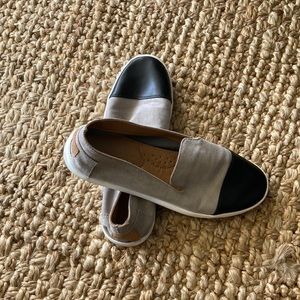 Madden girl leather and suede slip on sneakers. Grey with black
